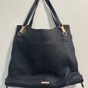 Vince Cumuto Leather Black Textured Tote Bag